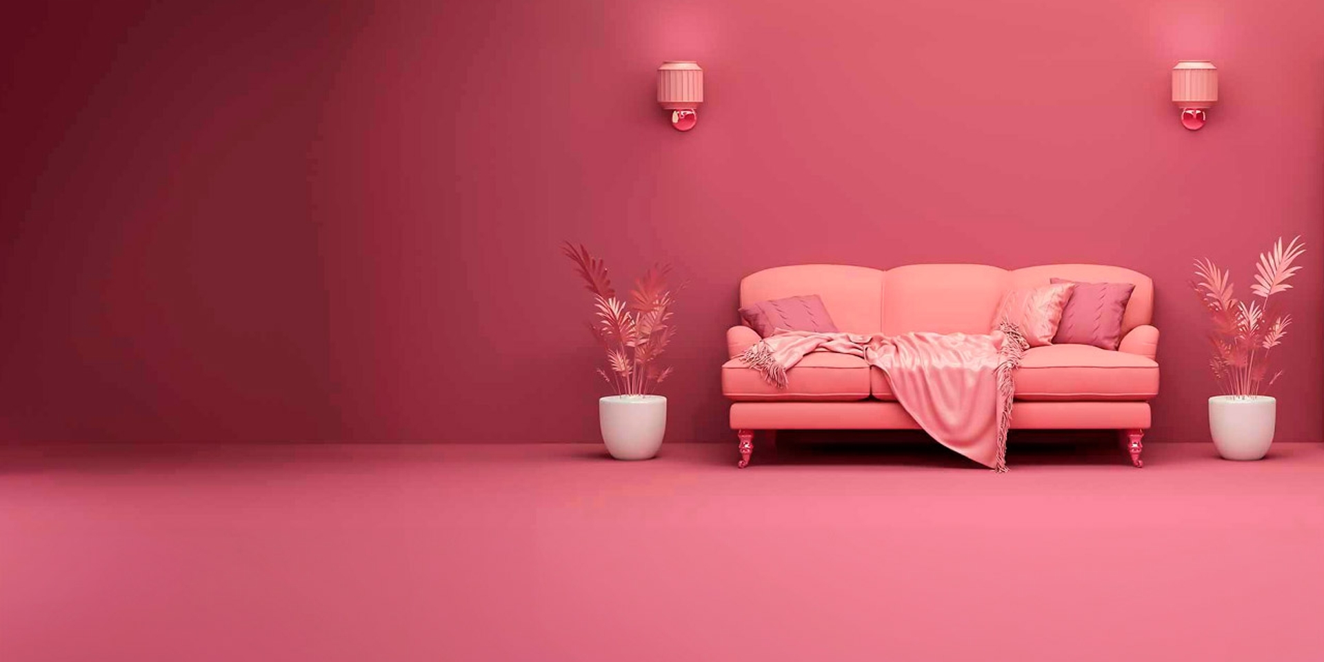 Interior de salón en color rosa