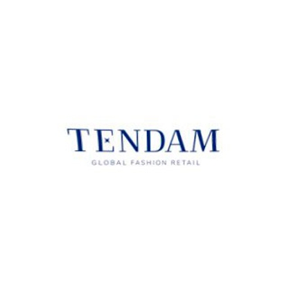Logotipo de Tendam en blanco y negro, en un fondo claro