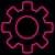 Ícono de engranaje en color rosa