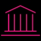 Icono de edificio antiguo en color rosa