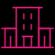 Icono edificios en color rosa